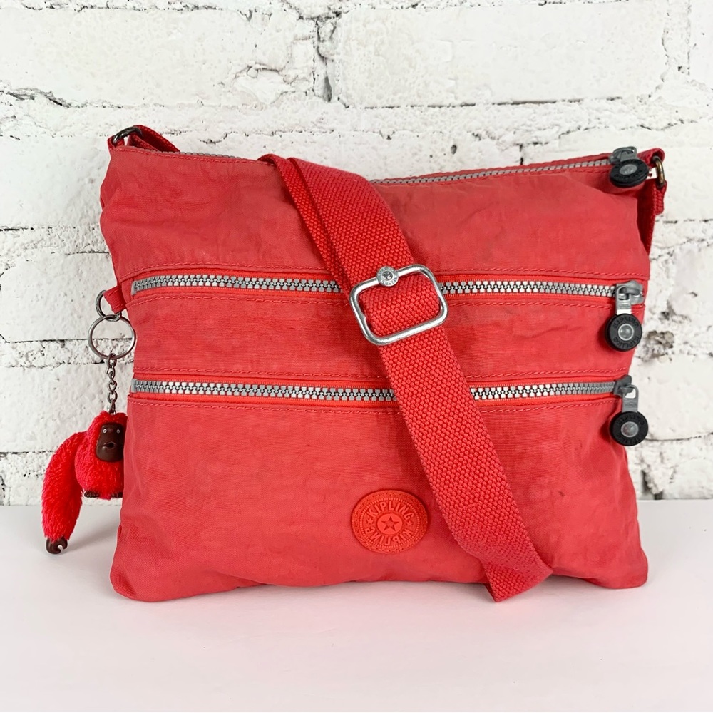 Kipling Alvar Red Crossbody Purse Zoe Monkey